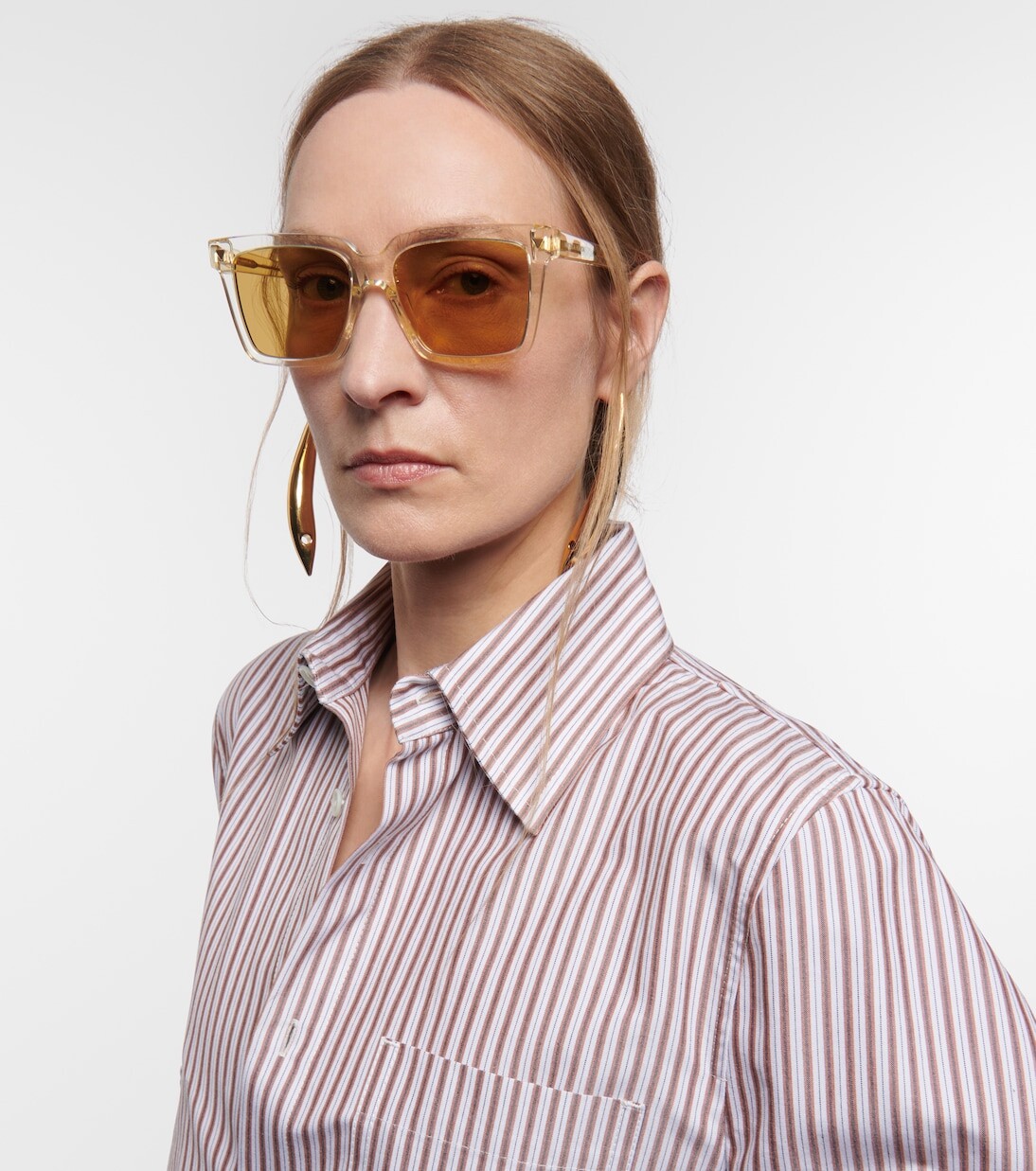 Мягкие квадратные солнцезащитные очки Bottega Veneta, желтый — фото 3