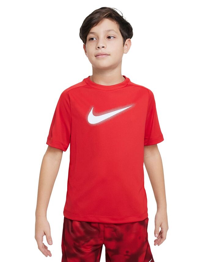 

Тренировочная футболка с логотипом Big Boys Dri-FIT Multi+ Nike, красный