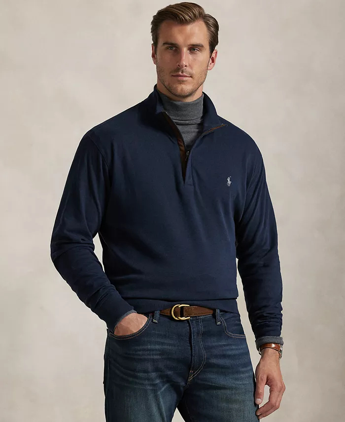 

Мужская толстовка Big & Tall Luxury Jersey с молнией на четверть Polo Ralph Lauren, синий