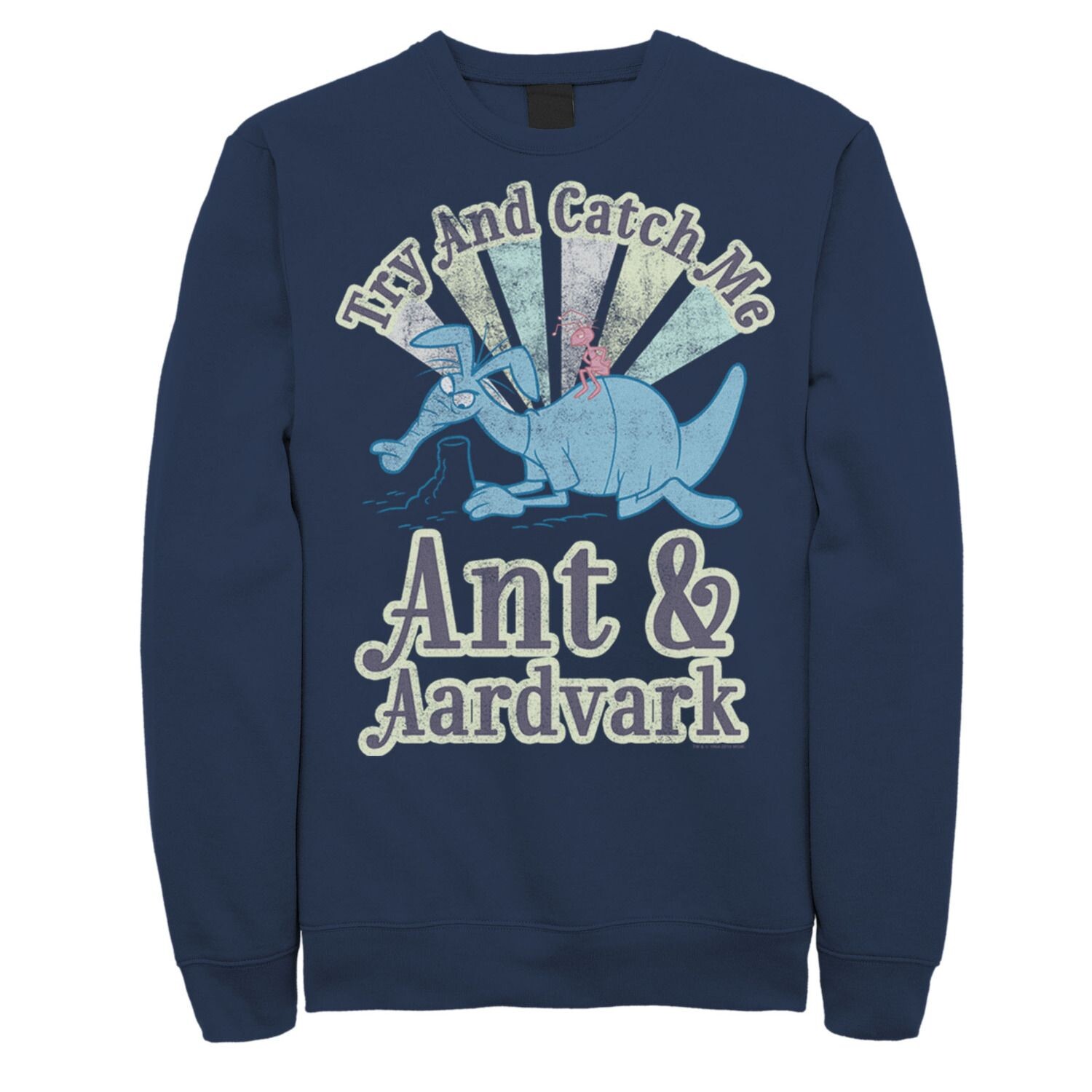 

Мужской флисовый пуловер с рисунком Pink Panther Ant And Aardvark Try And Catch Me Licensed Character, синий