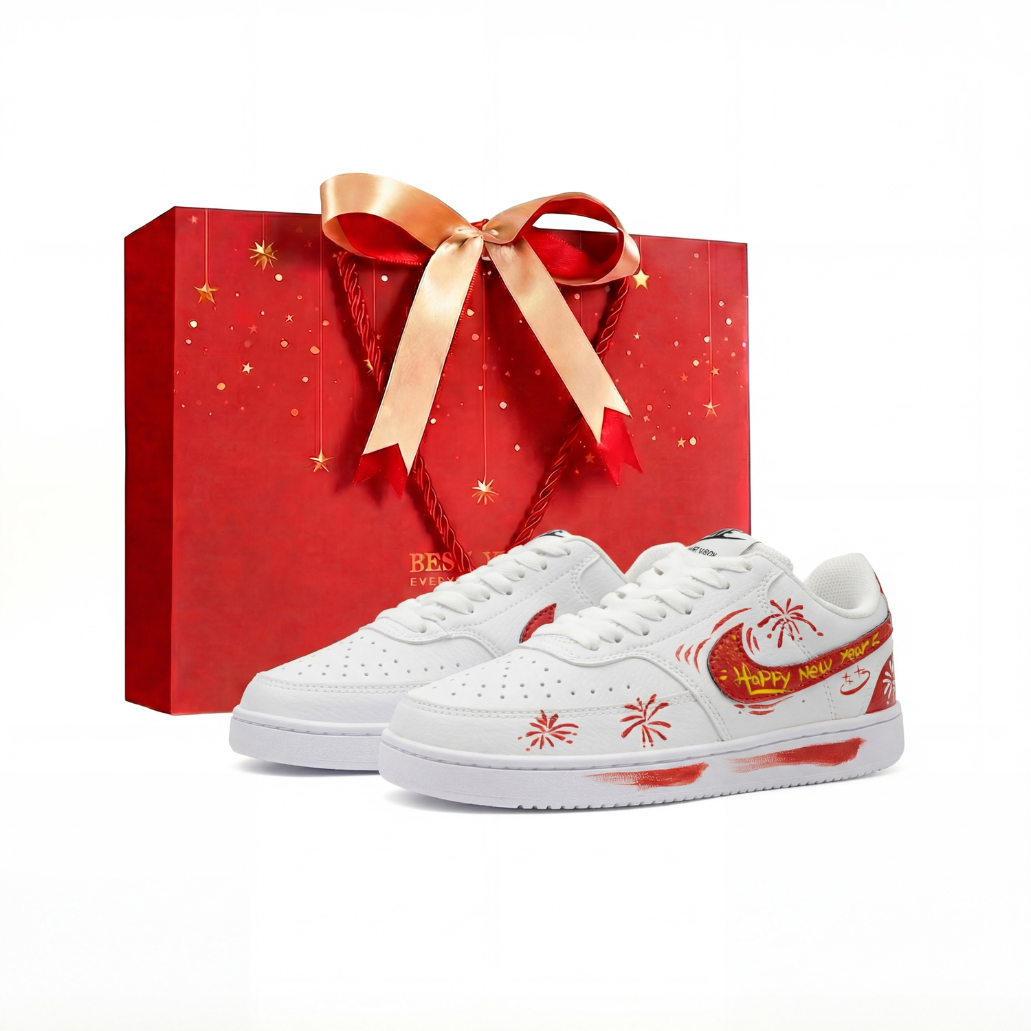 

Court Vision 1 Firework Era Shopping Bag Slip Resistant Cushioning Abrasion Resistant Low top Nike, red
