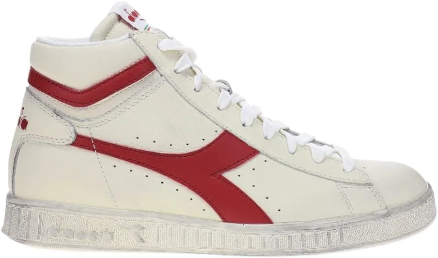 Мужские кроссовки Diadora Game L с высокой шнуровкой и восковой обработкой, повседневные - красные, белые, красный