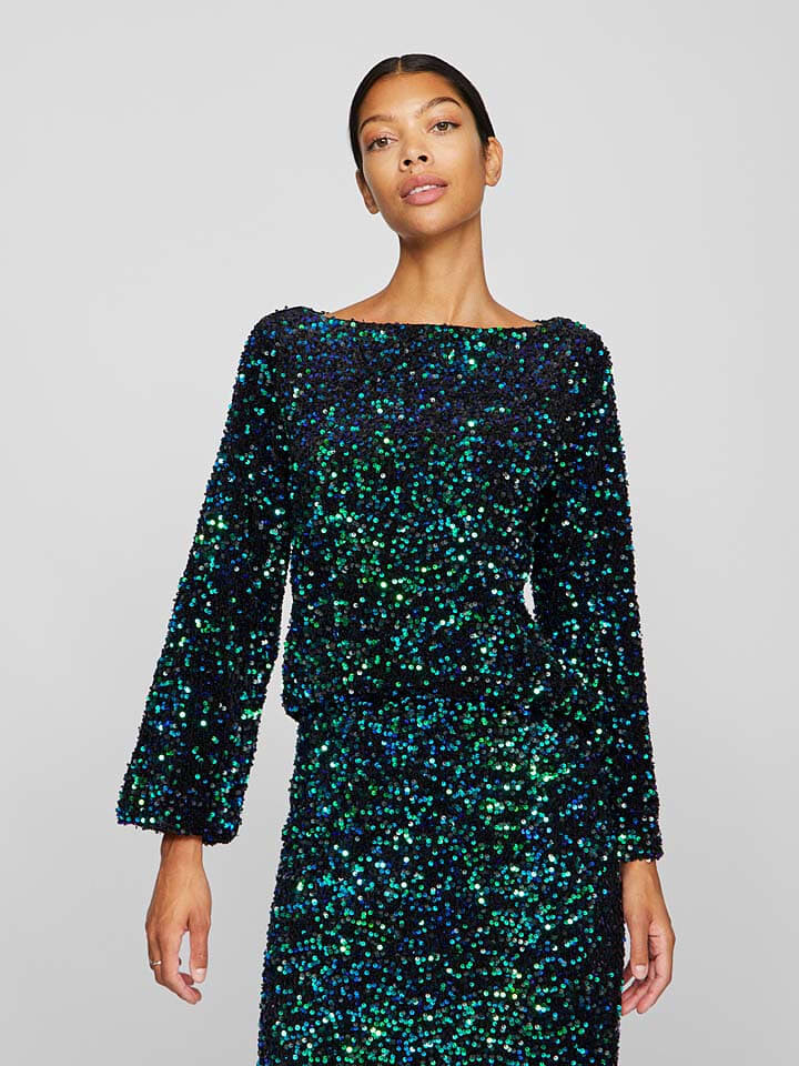 

Блуза Vila Bluse, цвет Schwarz/Grün/Blau