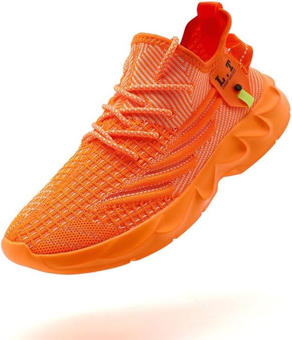 

Мужские кроссовки FUJEAK для бега, повседневного ношения, тенниса, прогулок, тренировок, походов, спортивного зала, слипоны, нескользящие, для работы, бега, с амортизацией, легкие, удобные, для разных видов спорта, оранжевый