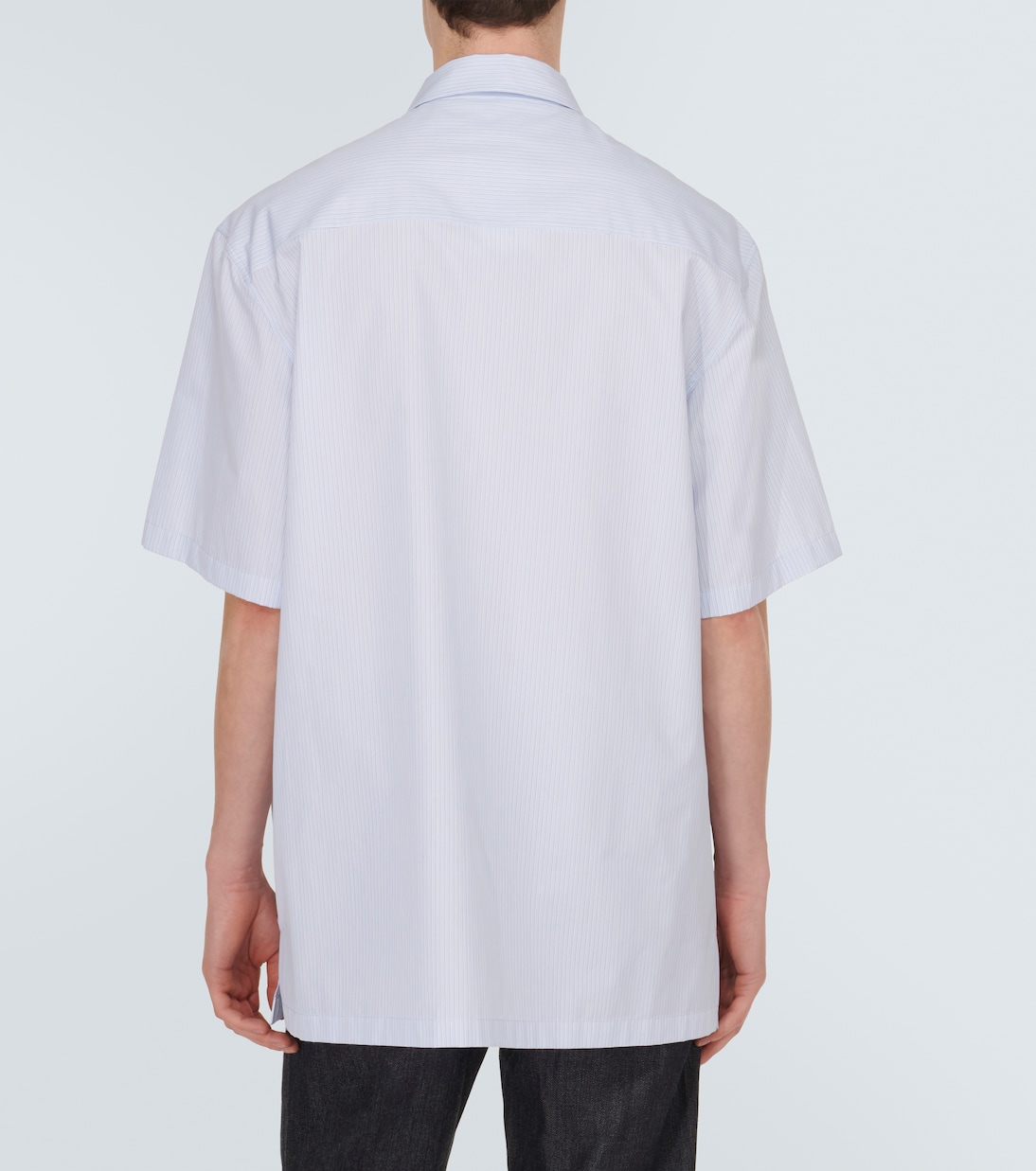 Пятничная хлопковая рубашка в тонкую полоску Jil Sander, Blue Fly Catcher — фото 4
