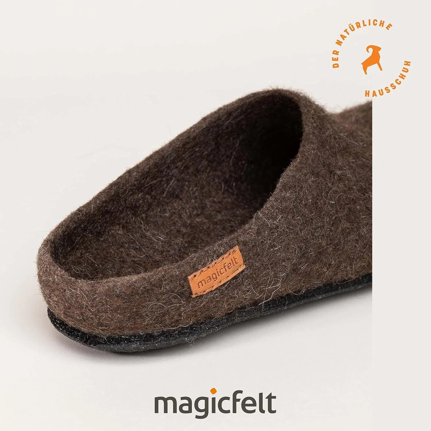 Войлочные тапочки Magicfelt от 719 - Тапочки для мужчин и женщин | Шерстяные туфли унисекс - 100% неокрашенная шерсть редких пород овец - Нескользящая войлочная подошва, Mountain Sheep Brown — фото 4