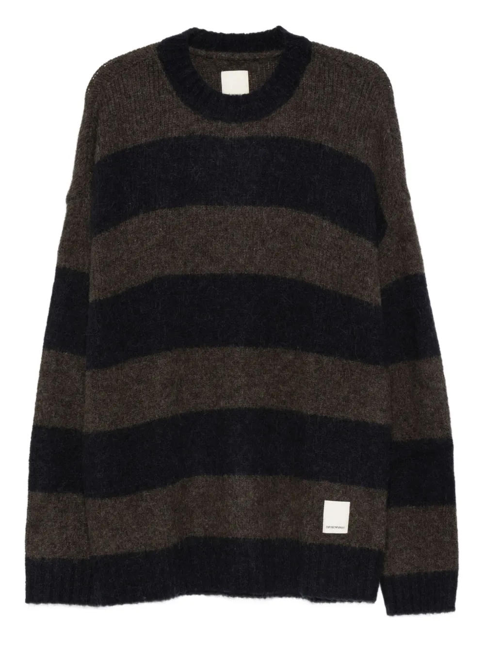 

Полосатый свитер с круглым вырезом Emporio Armani, коричневый