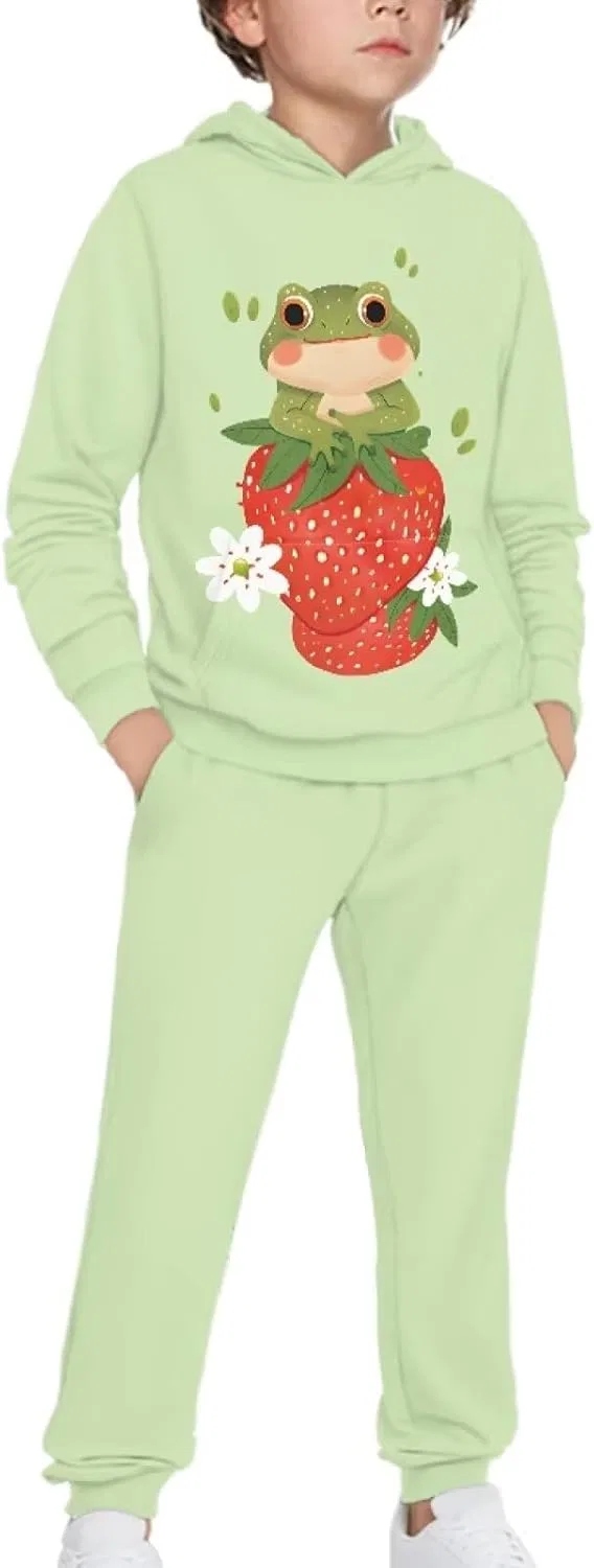 Детский спортивный костюм YECARYPOD, толстовка и джоггеры, цвет Frog Strawberry — фото 3