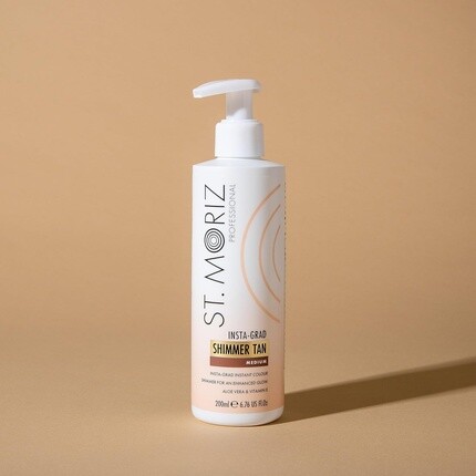 St. Moriz St Moriz Professional Insta-Grad Shimmer Tan Illuminating Bronzing Instant Factyl Tan Lotion Body Lotion с добавлением мерцания для подчеркивания цвета лица. Усиливает сияние кожи с алоэ вера, витамином E, веганский, 200 мл — фото 2