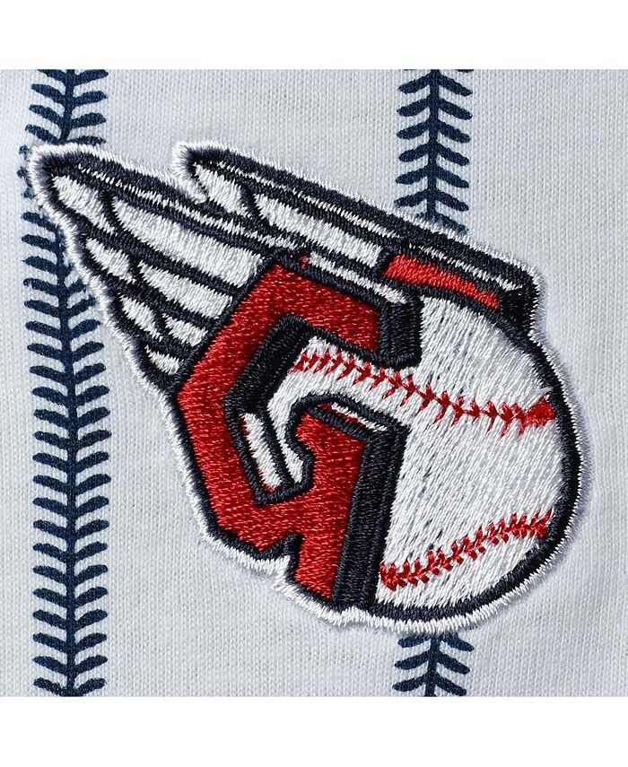 Бело-темно-синее боди Cleveland Guardians Power Hitter для новорожденныхс короткими рукавами Outerstuff, белый/темно-синий — фото 3