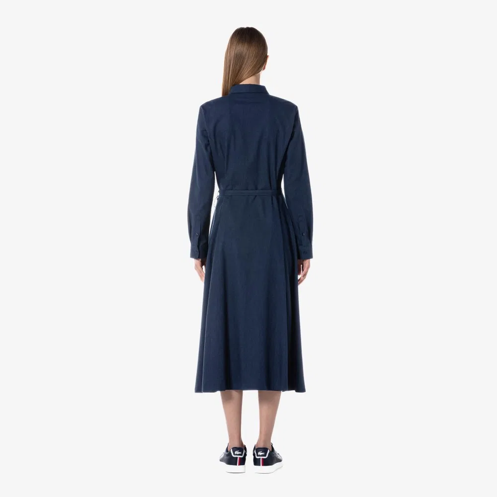 Платье Lacoste фланелевое длинное тёмно-синее — фото 2
