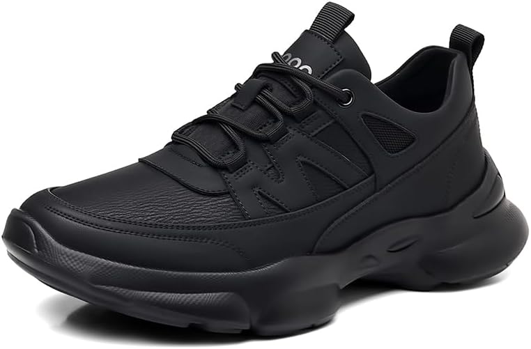 

SFXLUCART Нескользящие мужские повседневные кожаные туфли, легкие спортивные туфли, удобные кроссовки с круглым носком, обувь для активного отдыха, мужские кроссовки, черный