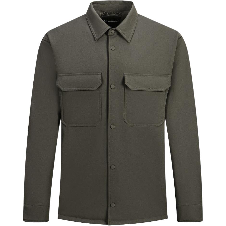 Мягкая нейлоновая удобная рубашка-куртка EMPORIO ARMANI, тёмный кофе — фото 2