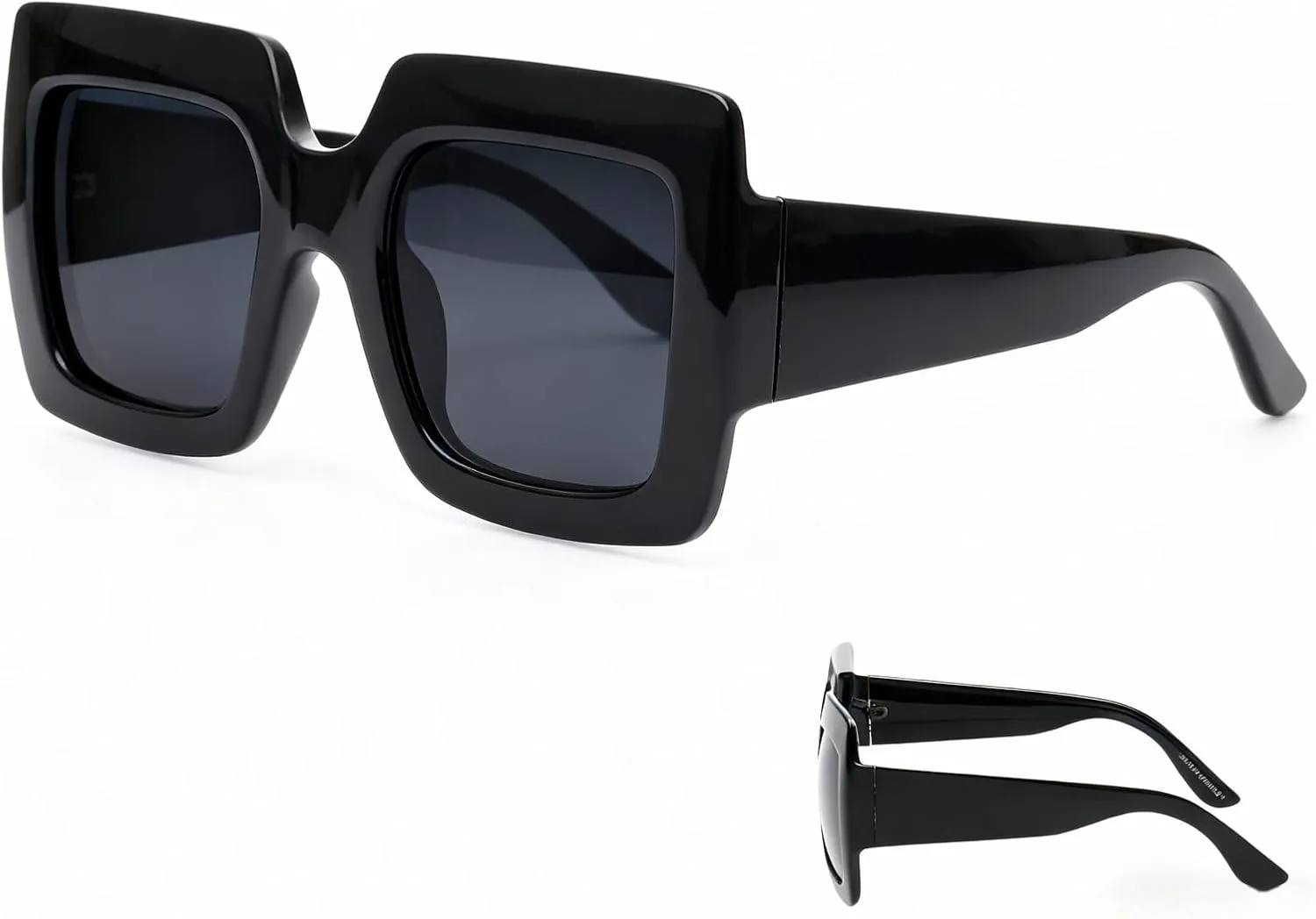 

Крупные квадратные солнцезащитные очки для женщин, ретро-стиль, защита от УФ-излучения, черная оправа с серыми линзами (классические, черные) yayaboqu, black