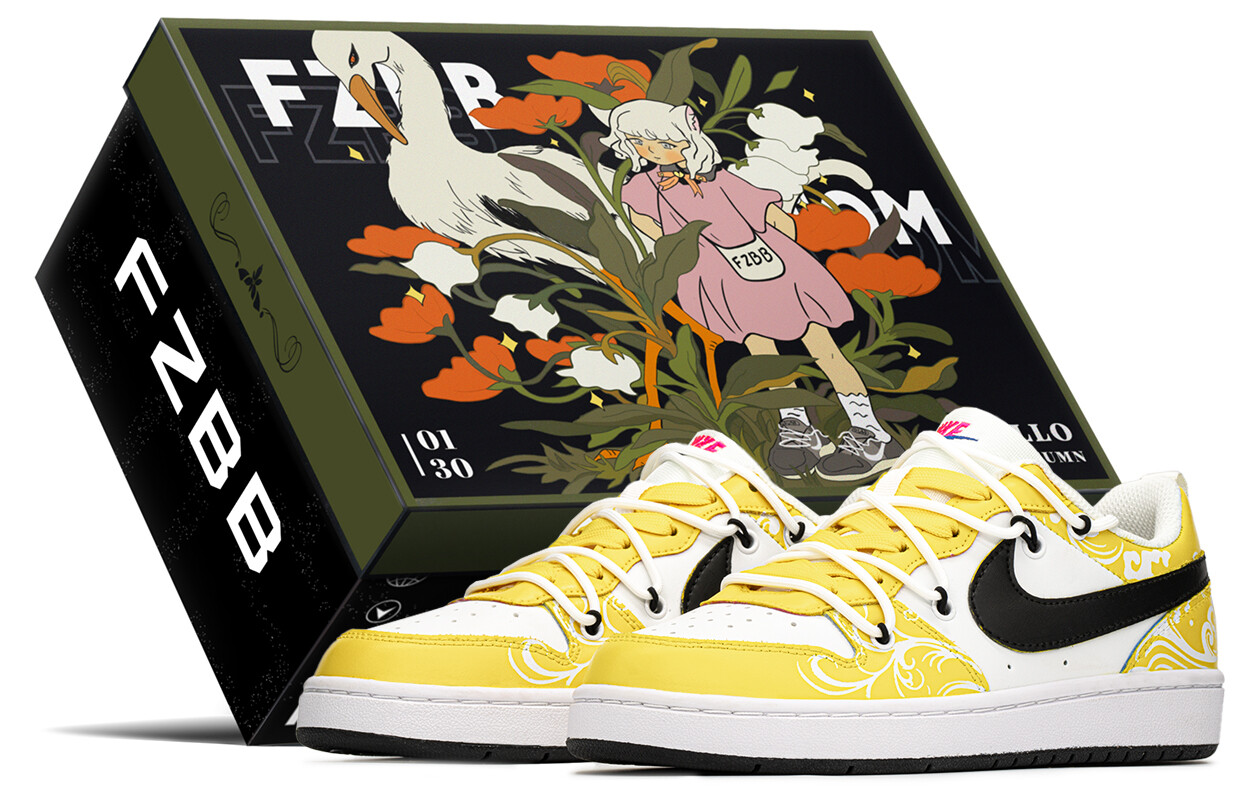 

Кроссовки Nike Court Borough Skateboarding Shoes Women's Low-top Black/white/yellow, желтый/черный/белый