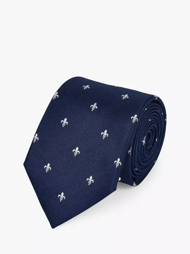 

Галстук Charles Tyrwhitt Fleur de Lys Print Stain Resistant Silk, цвет french blue