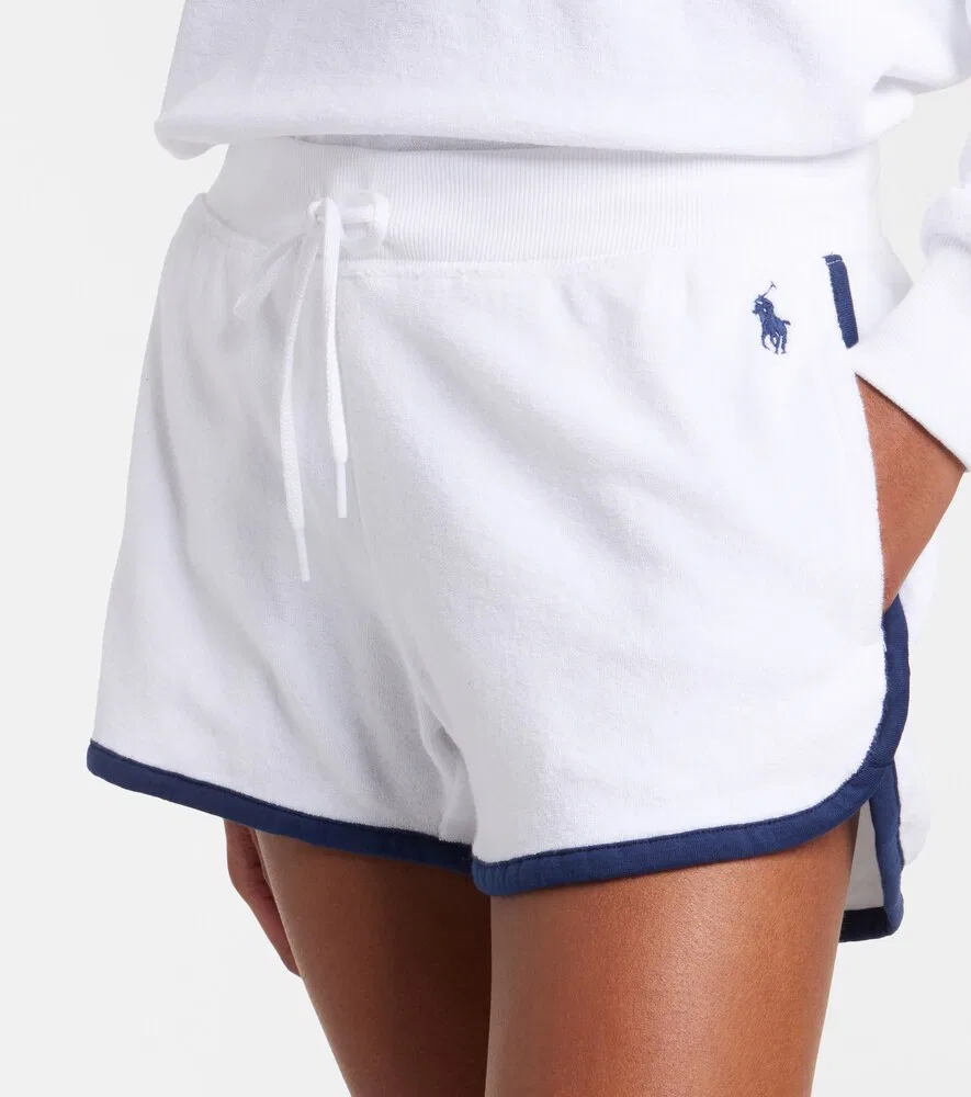 Махровые шорты из смесовой хлопковой ткани Polo Ralph Lauren, белый — фото 3