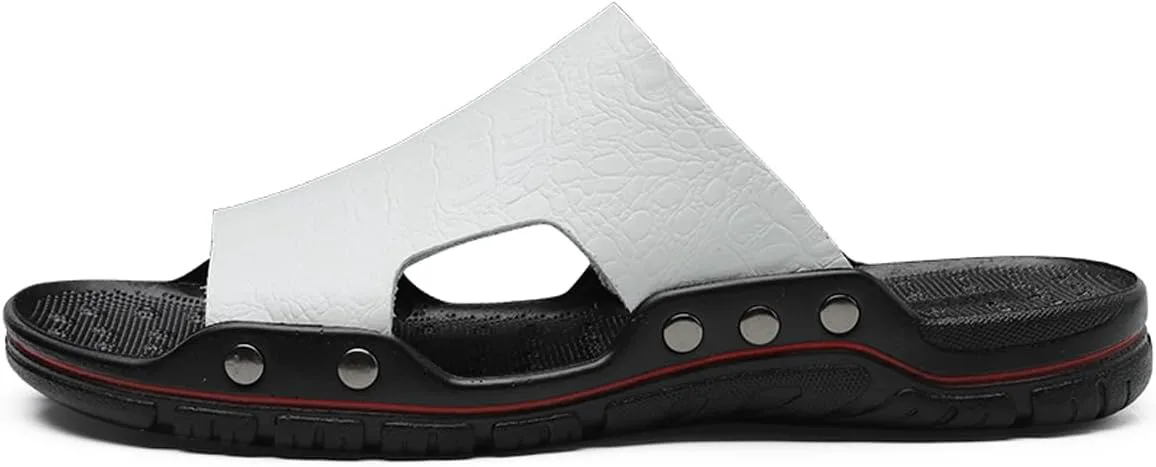 

Мужские шлепанцы GSIGUL, кожаные сандалии для мужчин, летние повседневные водонепроницаемые сандалии для прогулок на улице, пляжа и путешествий, белый