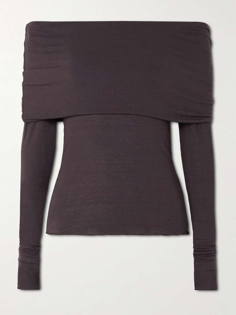 

Прозрачный топ из модала с открытыми плечами и длинными рукавами - phoenix Skims, коричневый