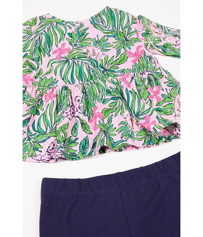 Детский комплект туника и леггинсы Hollee Lilly Pulitzer Kids, Conch Shell Pink Roaring With Joy — фото 2