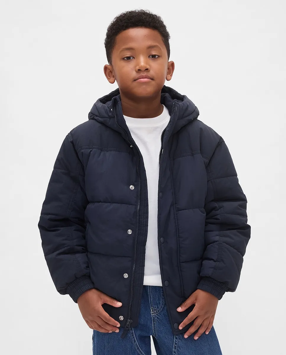 

Детская стеганая парка с капюшоном Gap, темно-синий