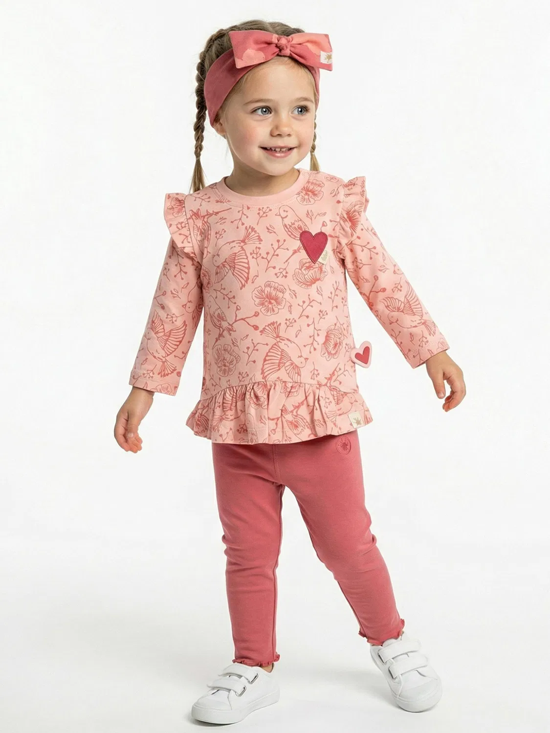 Рубашка Sigikid Longshirt Pink Birds светло-розового цвета — фото 2