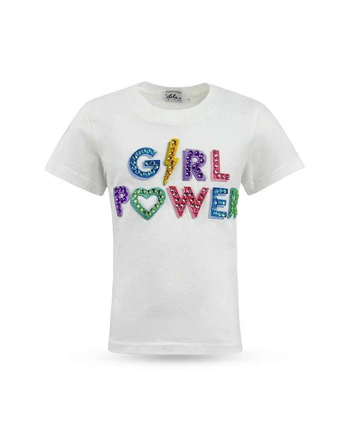 

Футболка для девочек с кристаллами "GIRL POWER" - для малышек и детей постарше Lola + The Boys, белый