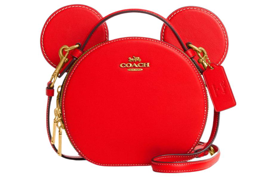 

COACH Коллаборация с Disney Круглая Сумка Через Плечо из Коровьей Кожи Красная