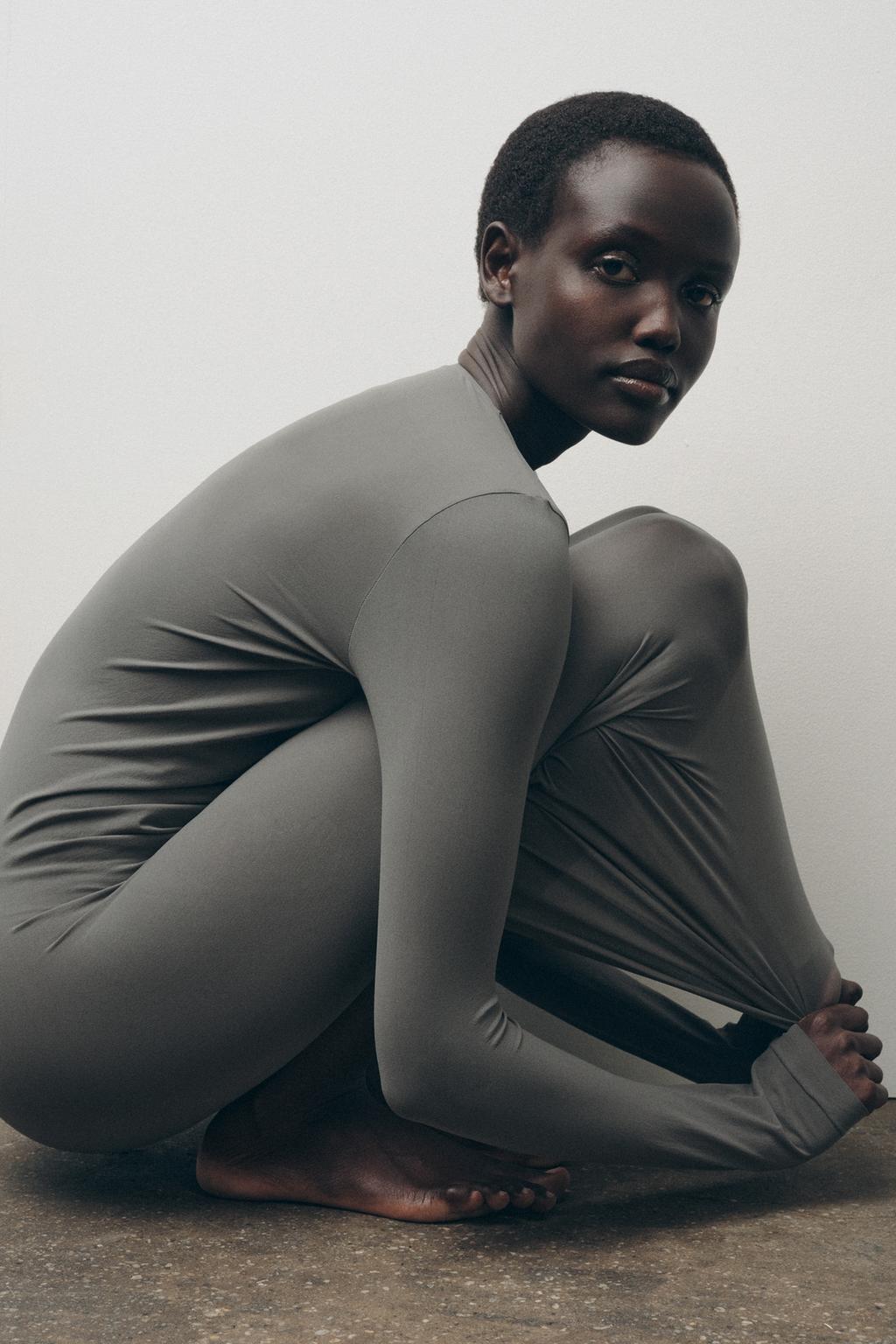 

Платье миди из полиамида ZARA, зеленый