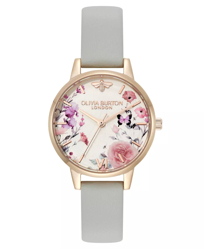 

Женские часы с иллюстрированным цветочным принтом Earl Gray на ремешке из телячьей кожи, 30mm Olivia Burton