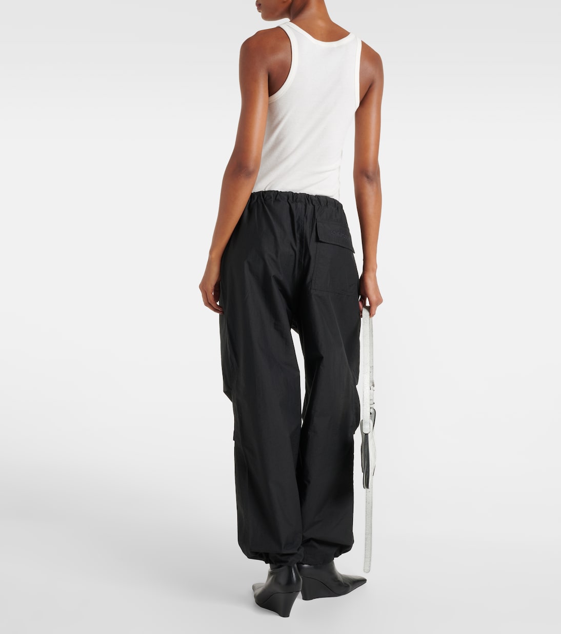 Широкие брюки из смесовой хлопковой ткани Acne Studios, черный — фото 3