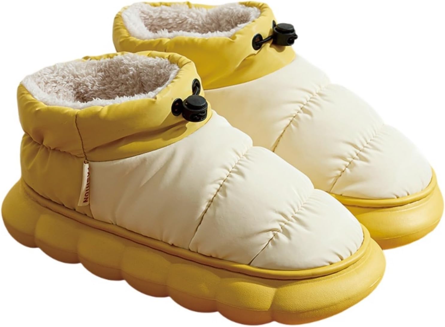 

Теплые домашние тапочки Movnebyro Furry Puffer для женщин, удобные ботильоны Crius с мягкой плюшевой подкладкой, комфортные с закрытой пяткой, для дома и улицы, зимние теплые тапочки, желтый