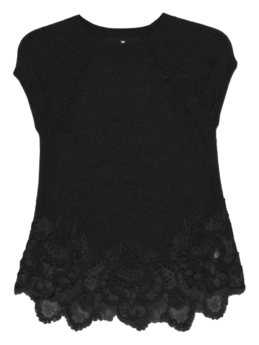 

Трикотажный топ с кружевной отделкой Ermanno Scervino, черный