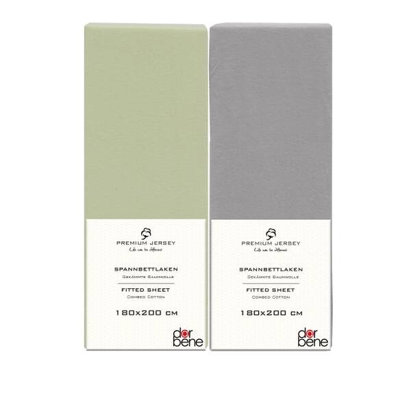 

Простынь на подгонке DarBene 2 шт 180x200 Grau-Mix, 180x30x200 см цвет hellgrau apfelgrün