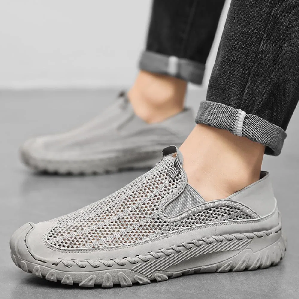 Мужские мокасины дышащие Asifn Mesh Loafers Grey — фото 3