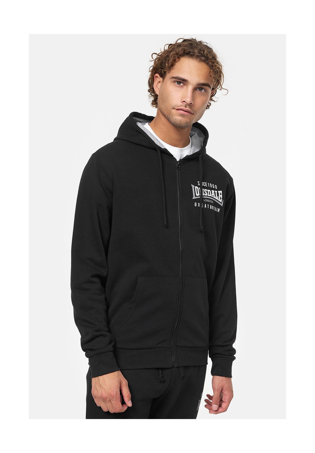 

Мужская толстовка с капюшоном и молнией, стандартного кроя LINTMILL LONSDALE, черно-бело-серый, Черный, Мужская толстовка с капюшоном и молнией, стандартного кроя LINTMILL LONSDALE, черно-бело-серый