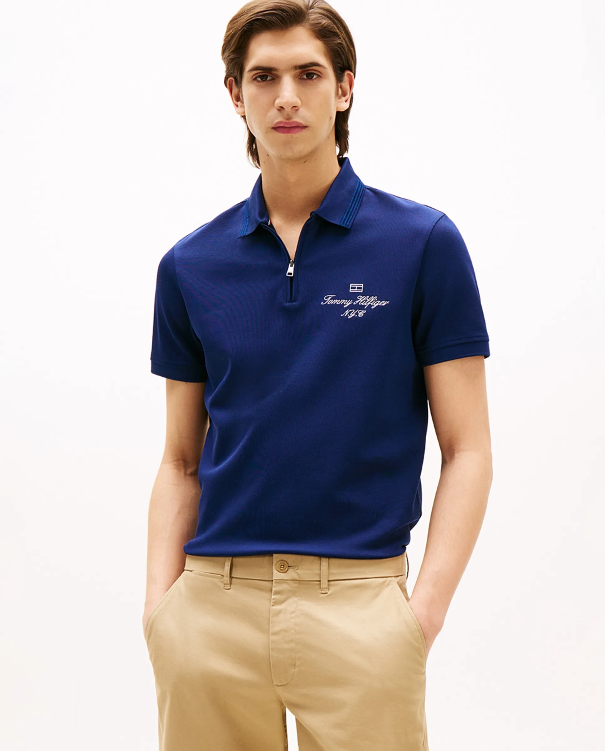 

Мужская матовая поло с коротким рукавом Tommy Hilfiger, темно-синий
