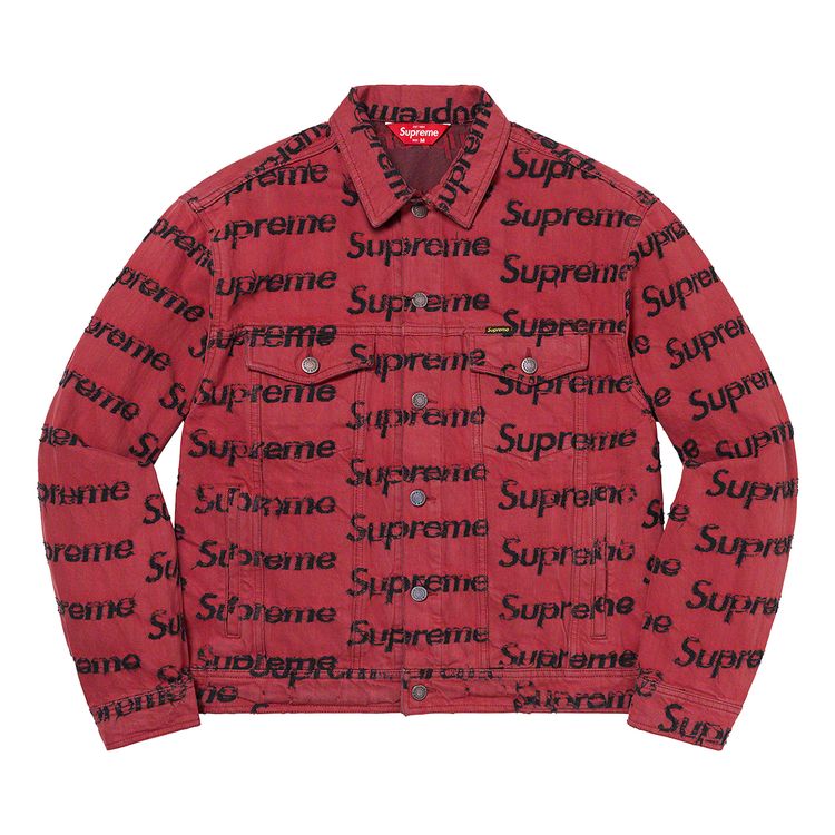 

Куртка Supreme Frayed Logos Denim Trucker Jacket 'Red', красный