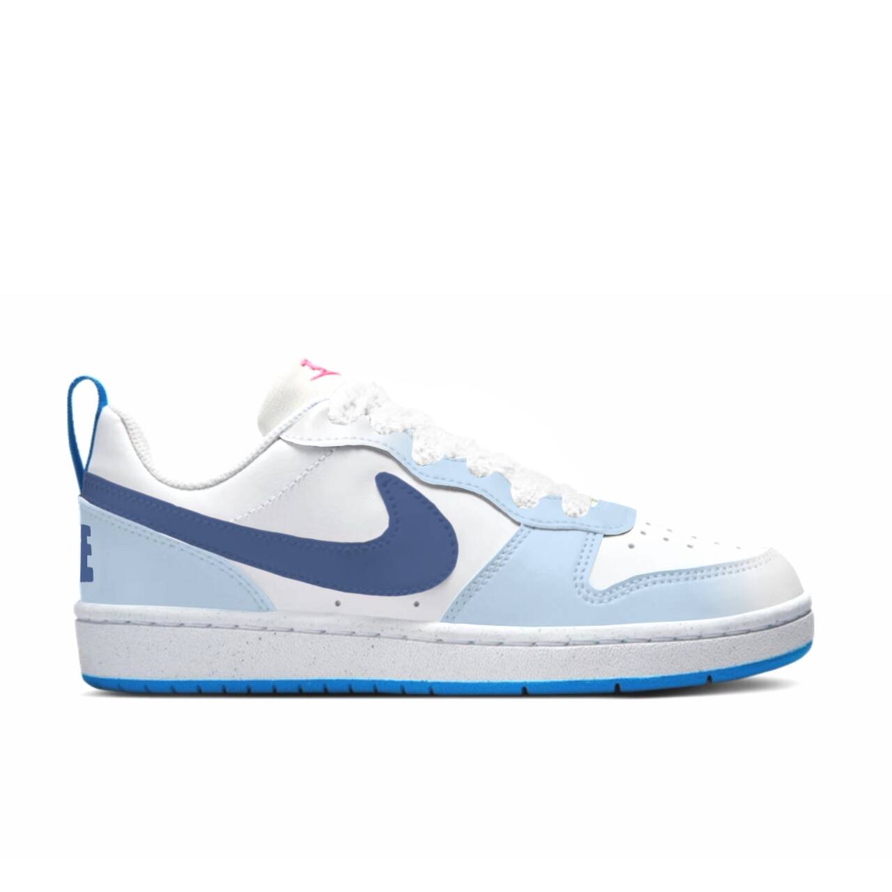 Nike Court Borough Synthetic Leather Slip Resistant Abrasion Resistant Low top Kids' Skateboarding Shoes Blue White — фото 3