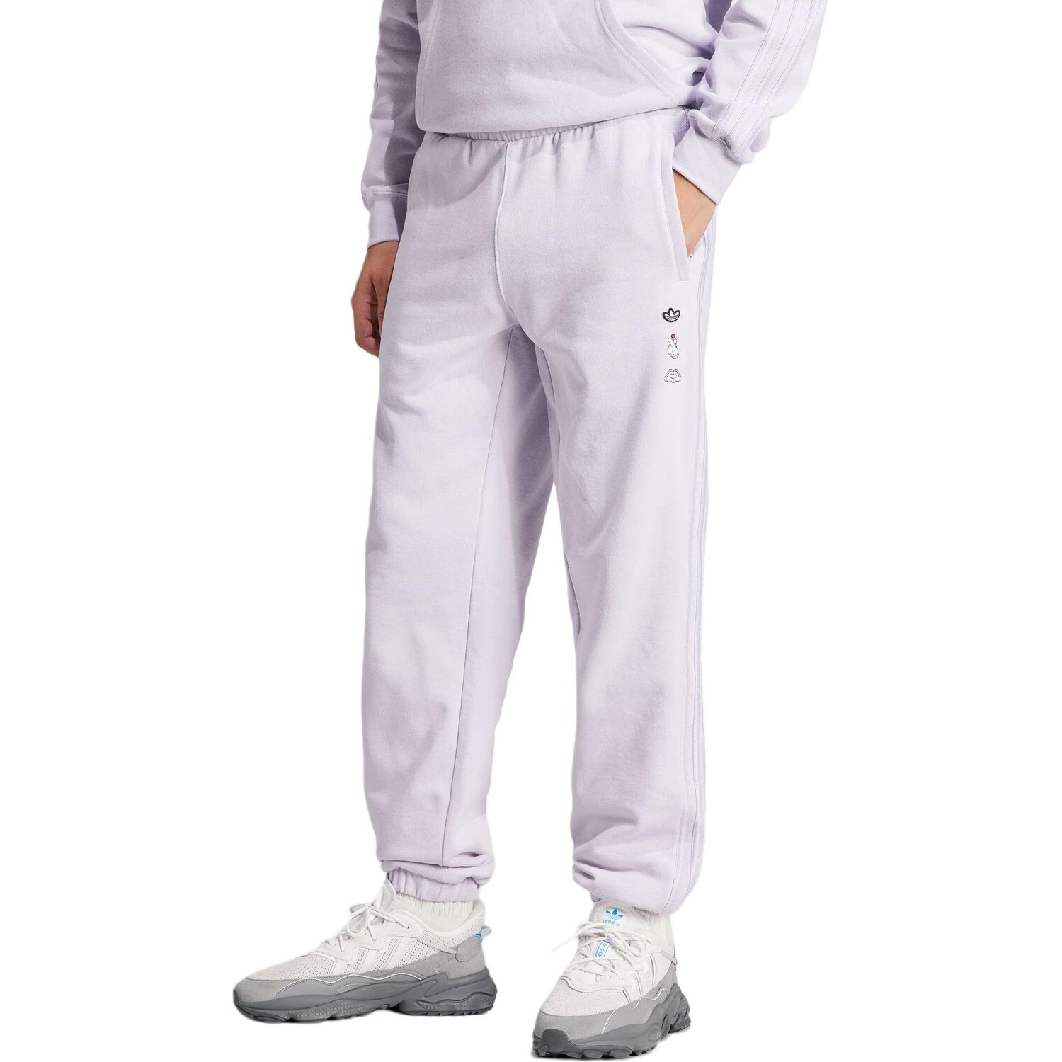 Трикотажные спортивные штаны мужские серебристые Adidas Originals, цвет Silver — фото 2