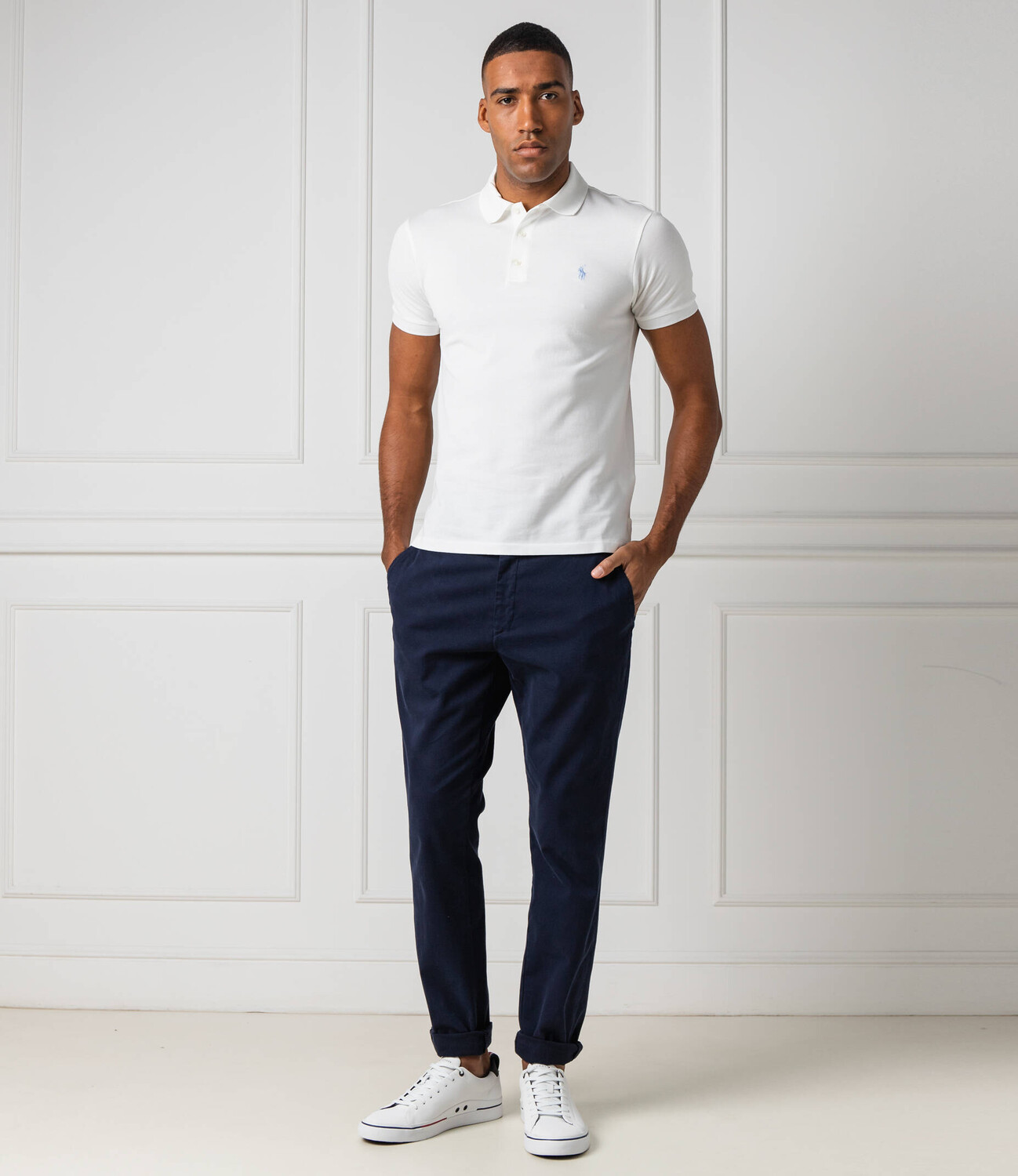 Поло POLO RALPH LAUREN slim fit pique, белый — фото 3