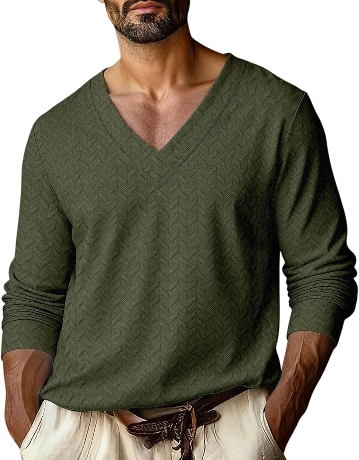 

Мужская футболка с V-образным вырезом и длинным рукавом LGHLMCL