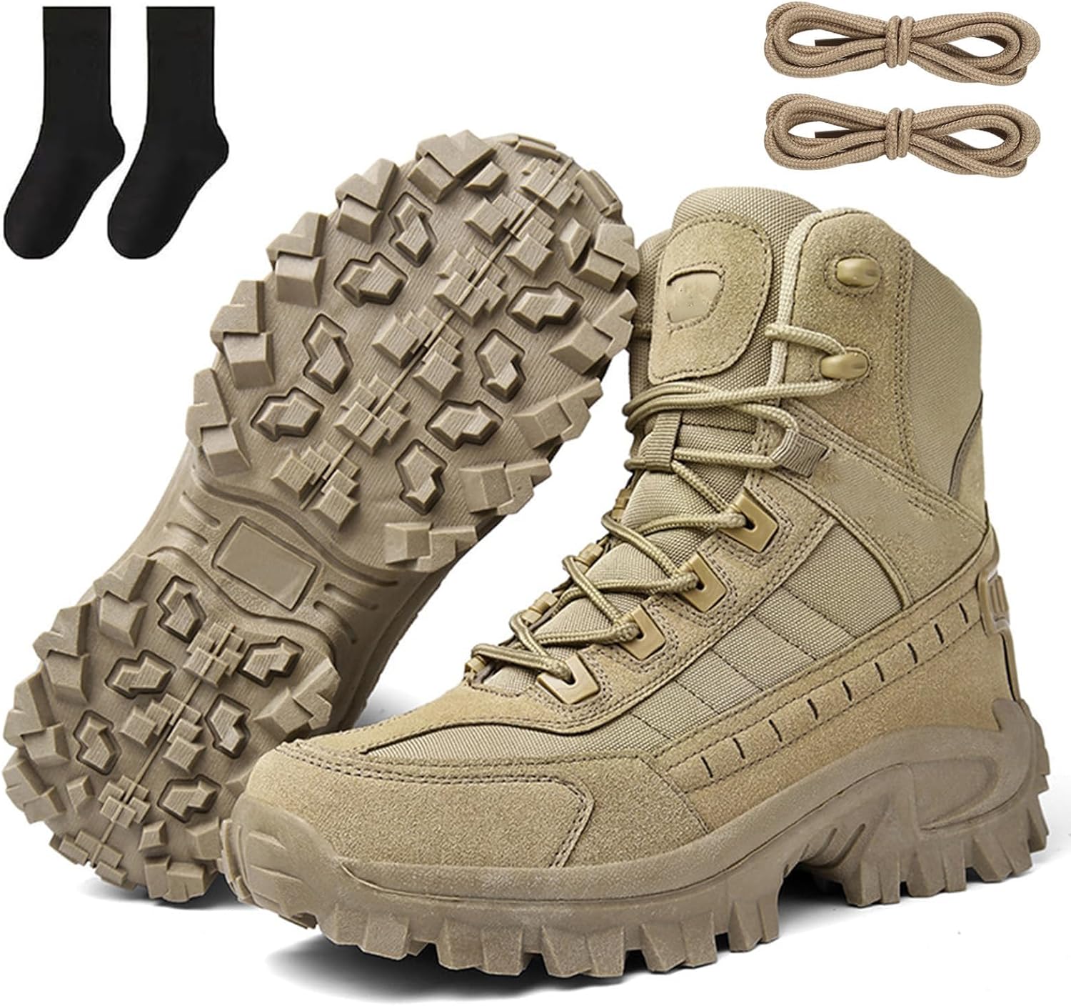 

Мужские водонепроницаемые ботинки JKGM с боковой молнией - противоскользящие ортопедические походные и тактические ботинки, Sand