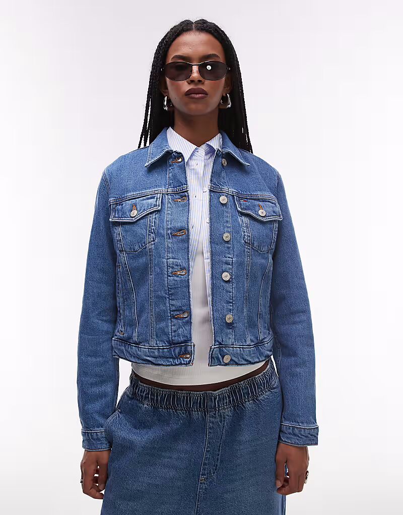 

Классическая джинсовая куртка Tommy Jeans средней степени стертости