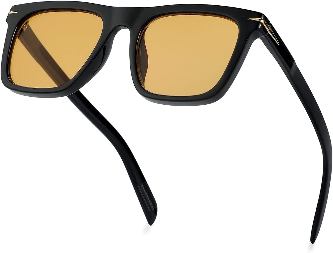 

Солнцезащитные очки JOVAKIT квадратной формы для мужчин и женщин, модные солнцезащитные очки с плоскими линзами, для занятий спортом на открытом воздухе и вождения, с защитой UV400 (черно-оранжевые), A1 Black/Orange