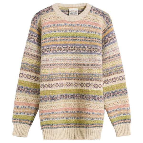 

Jamiesons of Shetland Fair Isle Crew Knit Jamieson'S Of Shetland, белый, зеленый &розовый