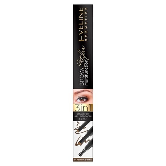

Карандаш для бровей 3 в 1, № 01 Medium Brown Eveline Cosmetics, Brow Styler Multifunction