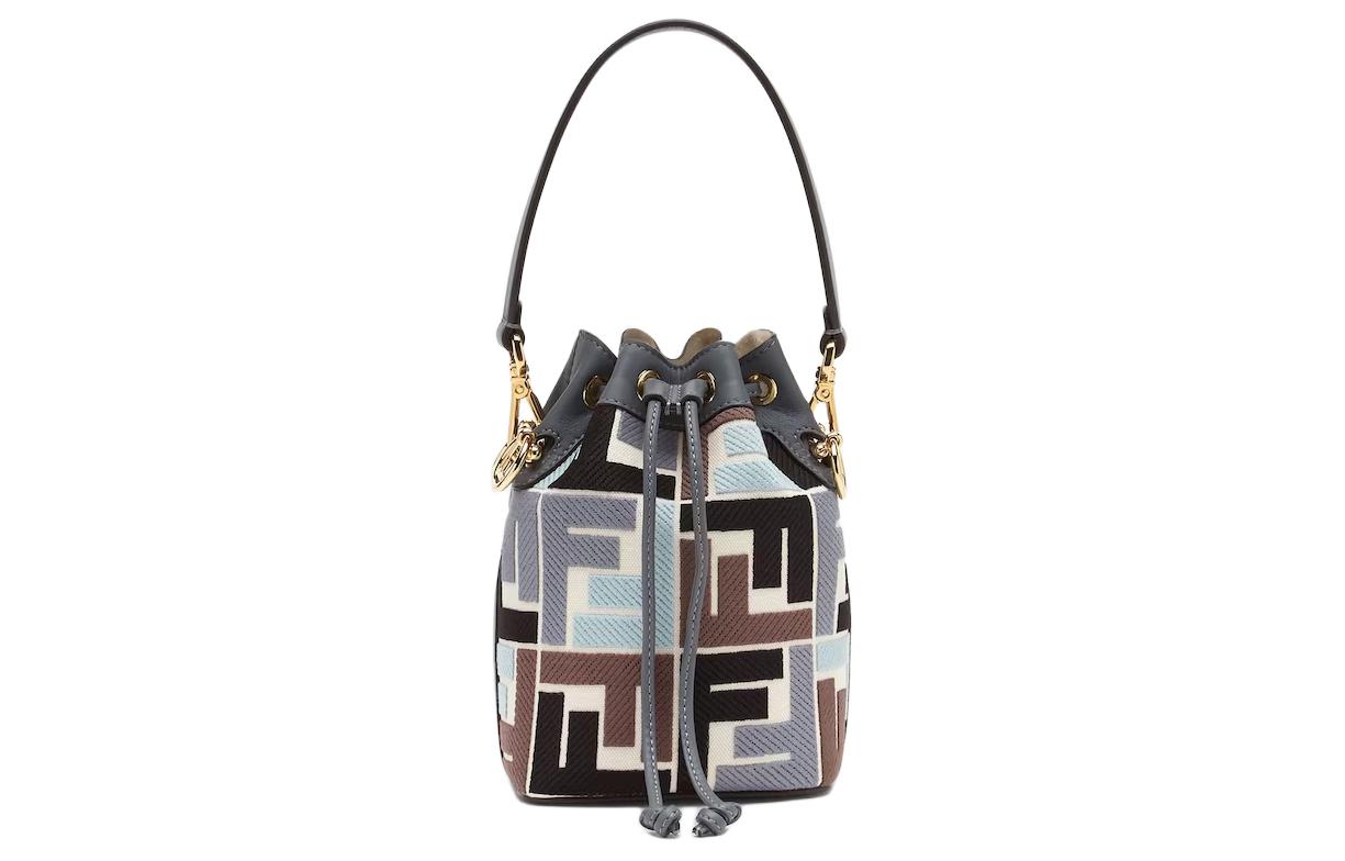 

Сумка-ведро из холста с принтом трубы FENDI для женщин в светло-голубом, синем и коричневом цветах