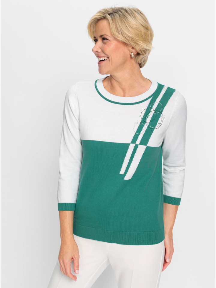 

Свитер с круглым вырезом изумрудно-белого цвета WITT WEIDEN