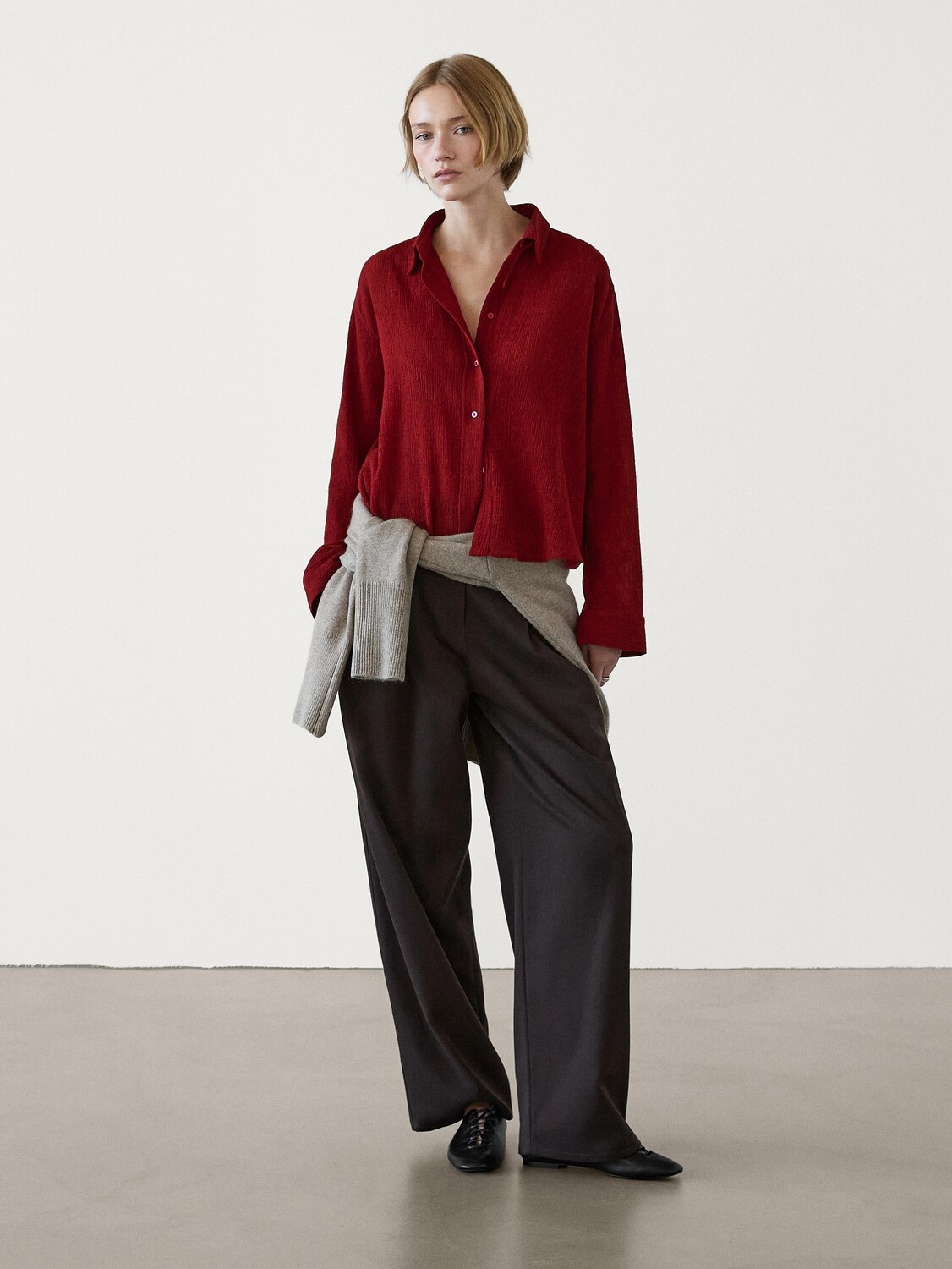

Рубашка из шерстяной смеси, струящаяся Massimo Dutti, красный